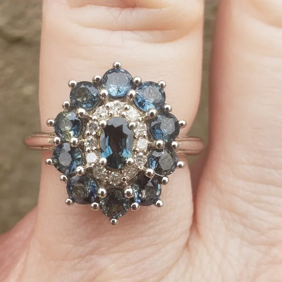 JTV Sapphire Cocktail Cluster Ring - Picture 9 of 10